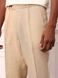 Mr Bowerbird Pure Linen Pleated Liberal fit Trousers With a Notepad