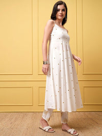 Vishudh Women Floral Embroidered Regular Pure Cotton Kurta with Trousers & With Dupatta