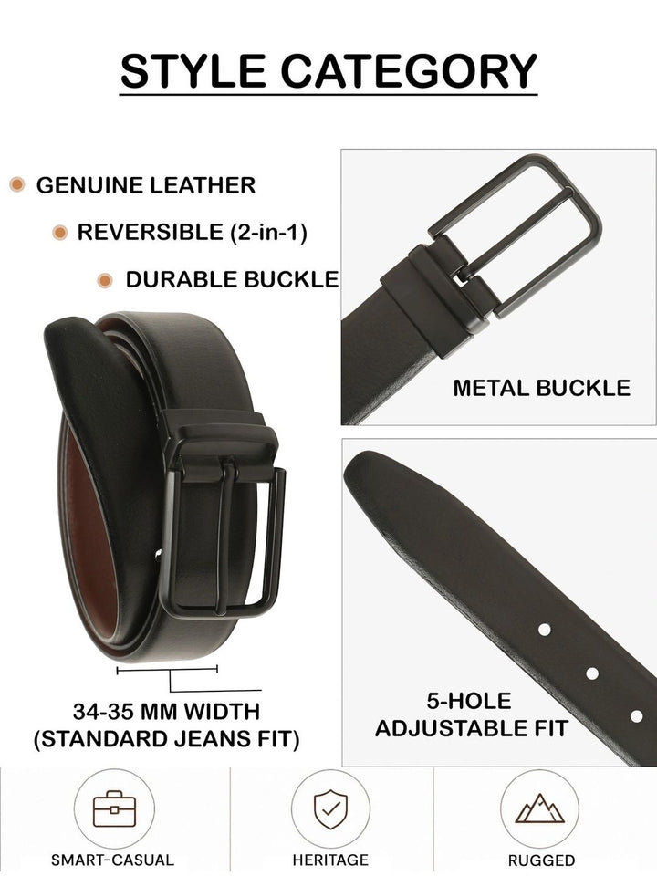 Teakwood Leathers Men Textured Leather Reversible Belt