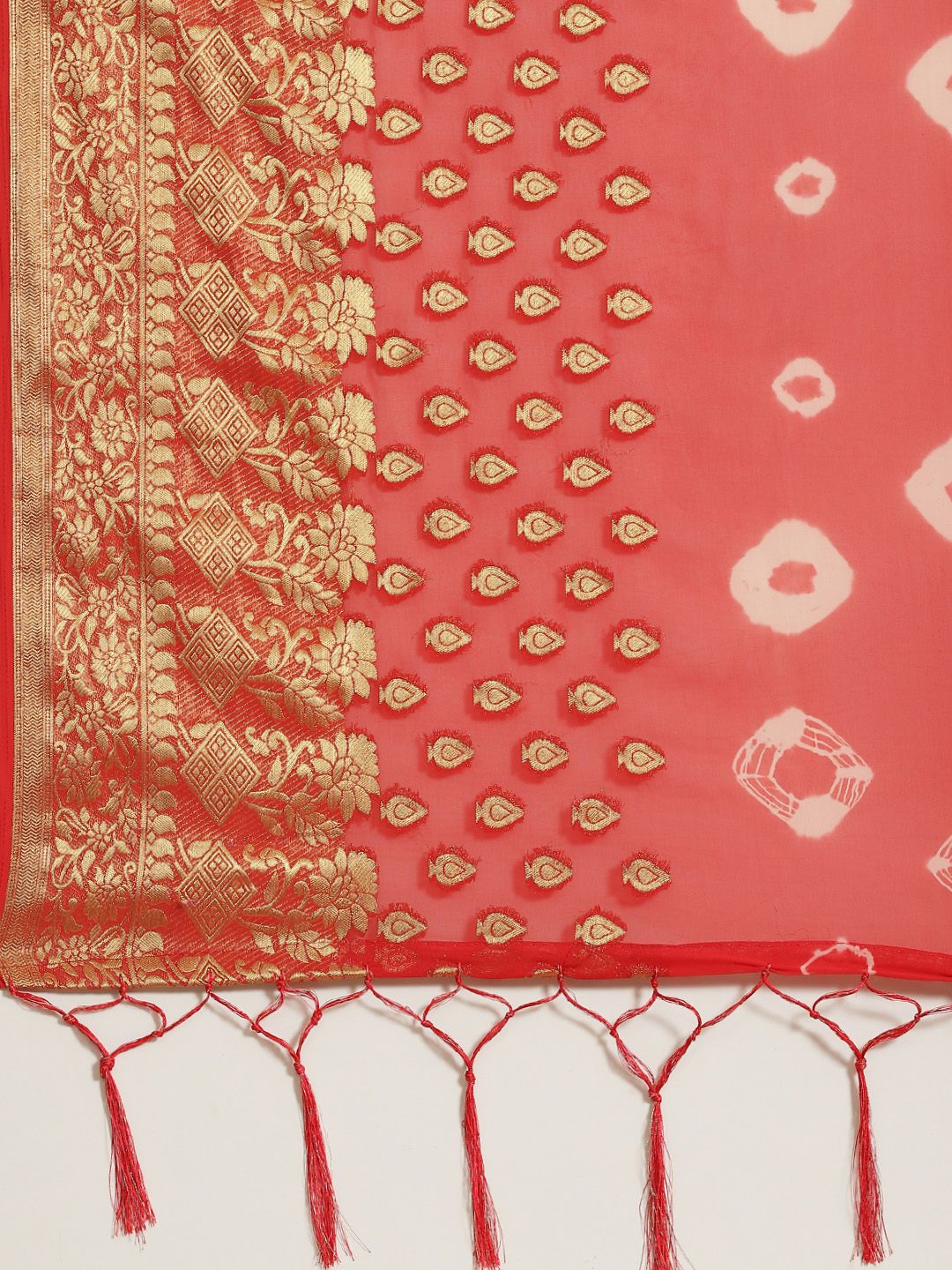 Saree mall Red & Peach-Coloured Woven Design Banarasi Saree