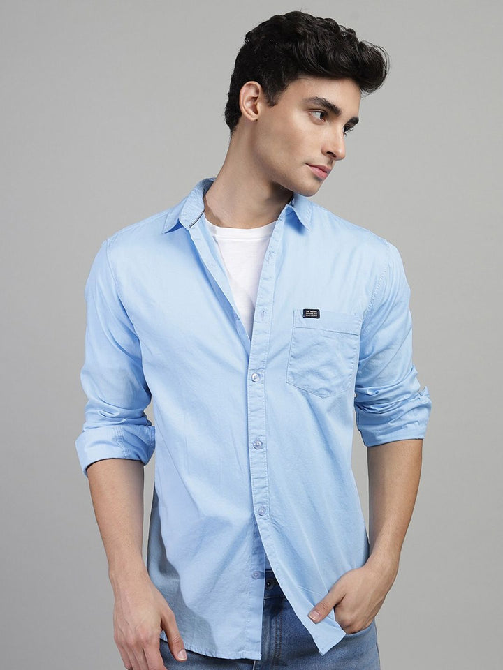 The Indian Garage Co Men Blue Comfort Cotton Casual Shirt