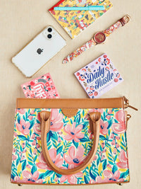 TEAL BY CHUMBAK Floral Printed Oversized Structured Handheld Bag