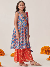 pspeaches Girls Floral Printed Empire Gotta Patti Kurta with Palazzos & With Dupatta