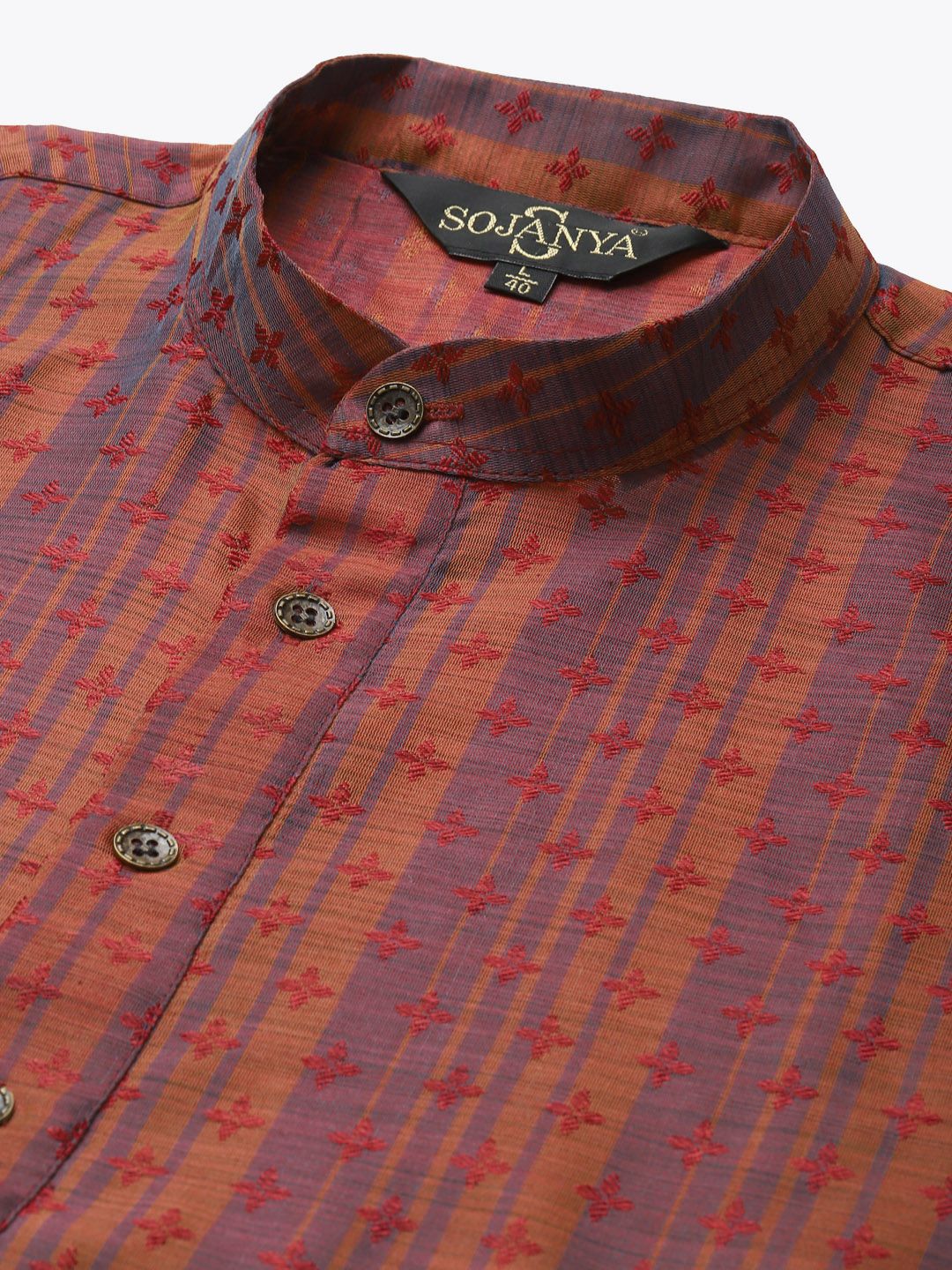 SOJANYA Men Silk Blend Ethnic Motifs Woven Design  Kurta