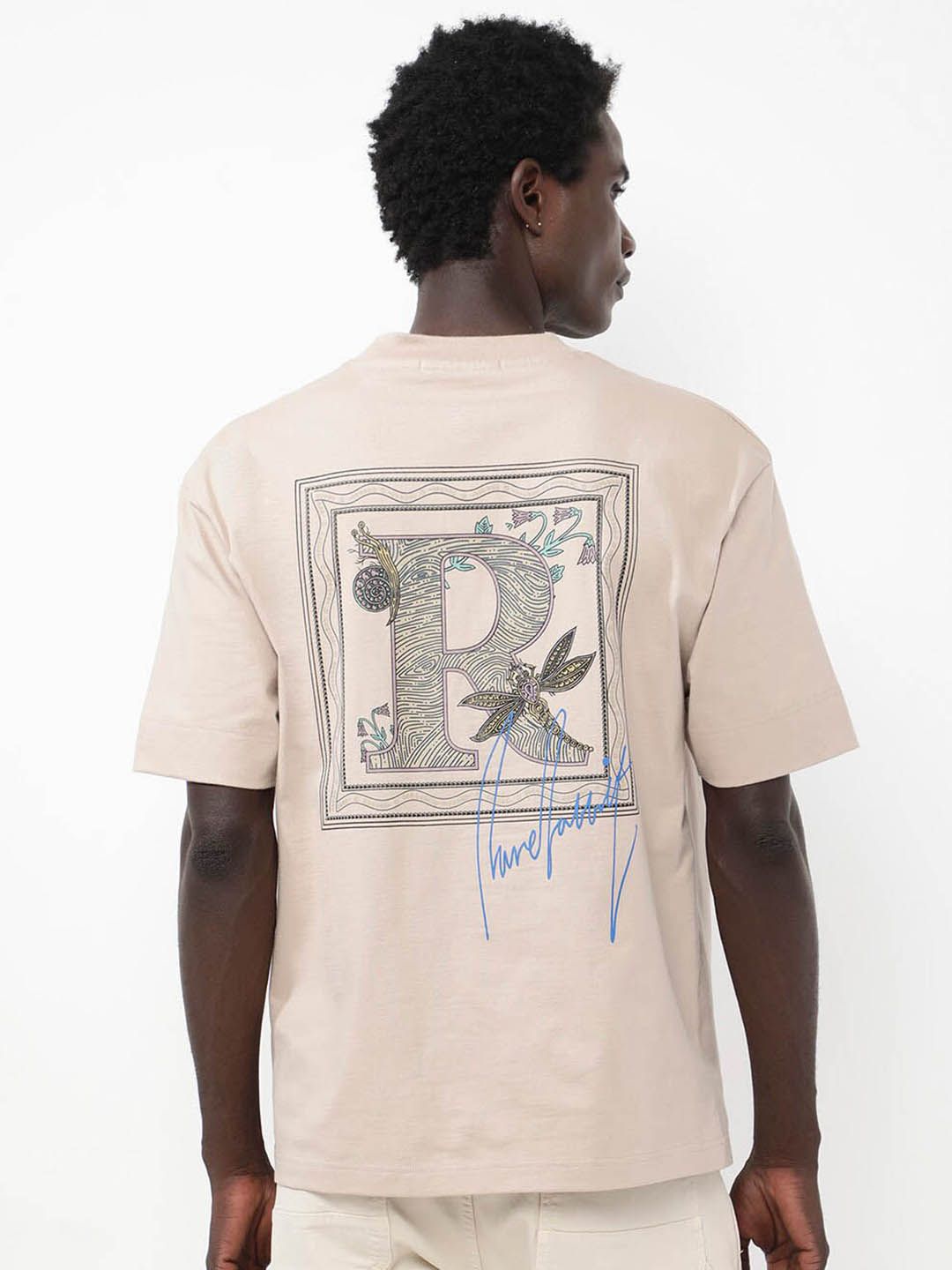 RARE RABBIT Men Yates Round Neck Oversized T-Shirt