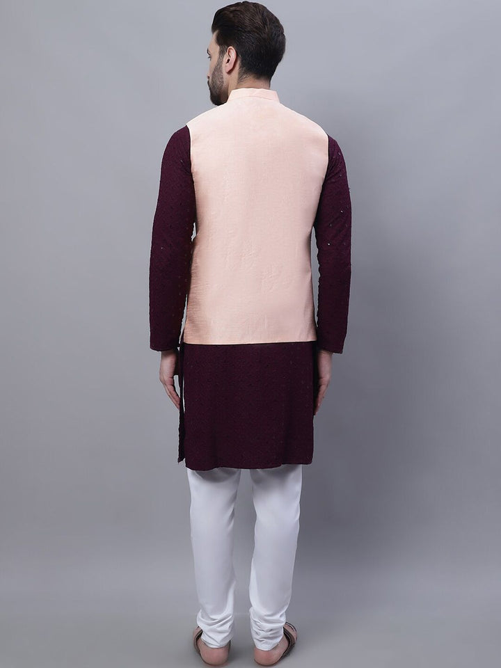 SOJANYA Embroidered Regular Pure Cotton Kurta With Pyjamas With Nehru Jacket