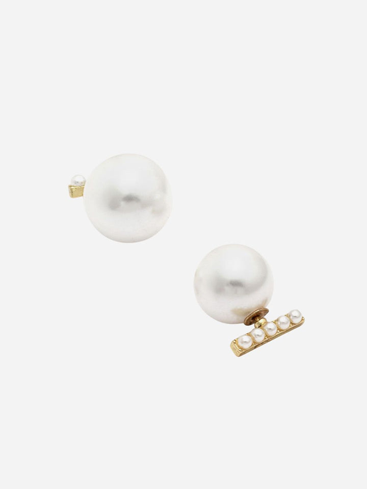 VOGUE PANASH Gold Plated Pearl Beaded Contemporary Studs Earrings
