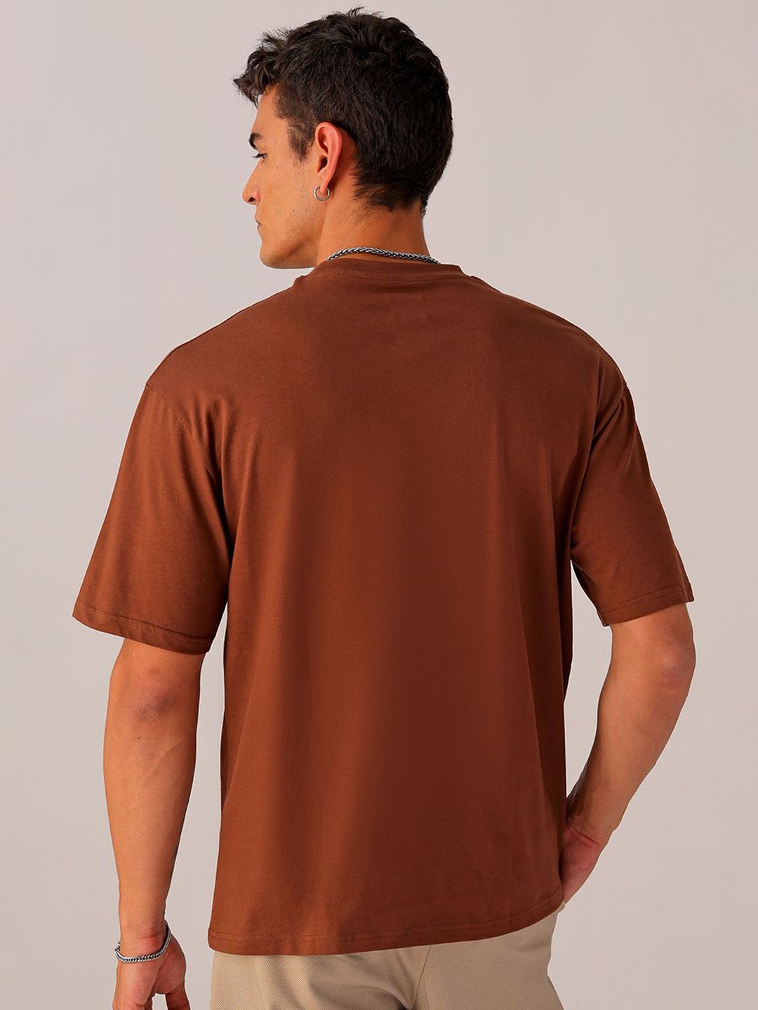 The Indian Garage Co Men Graphic Printed Boxy Oversized Round Neck Pure Cotton T-shirt
