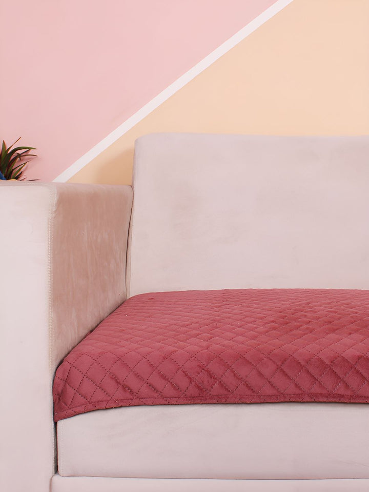 STITCHNEST Pink Self Design 3 Seater Sofa Cover