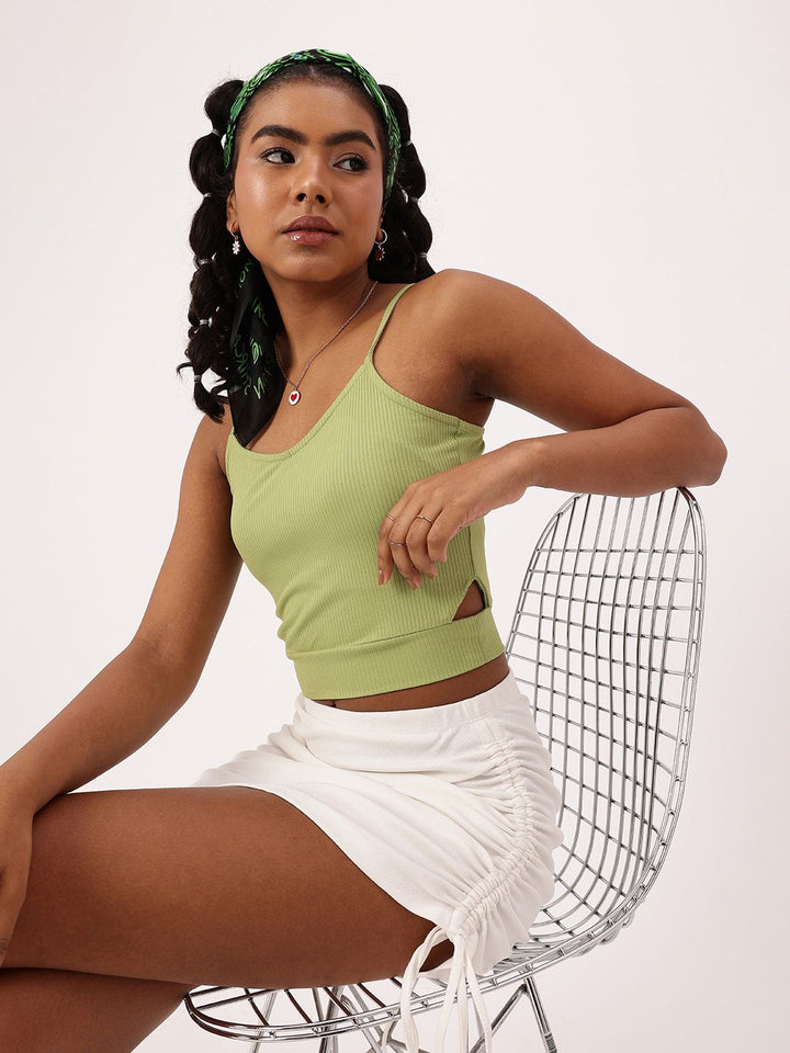 DressBerry Ribbed & Risque Cut-Out Crop Top