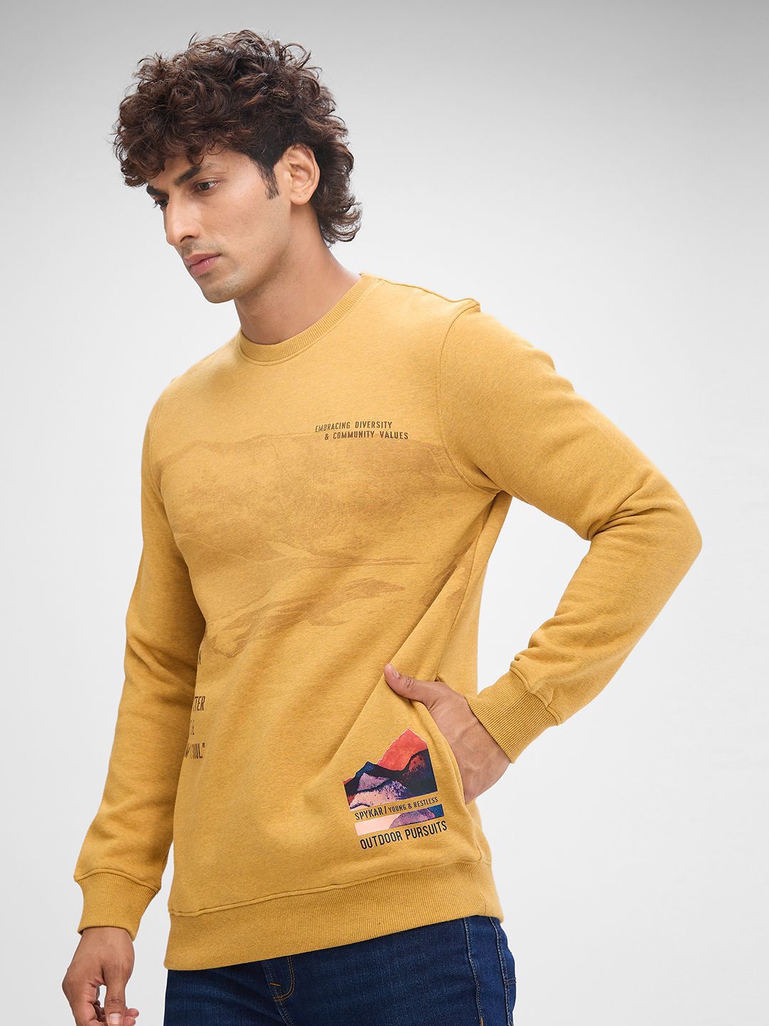 SPYKAR Men Printed Hooded Long Sleeves Sweatshirt