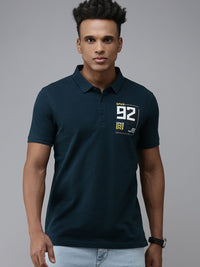 SPYKAR Men Brand Logo Printed Polo Collar Pure Cotton Slim Fit T-shirt