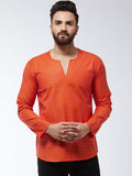 SOJANYA Lelaki Rust Woven Design Kurta Lurus