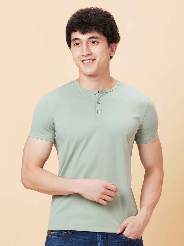 Menjadi Lengan Pendek Leher Henley Manusia Manusia Poket Biasa T-Shirt Kasual
