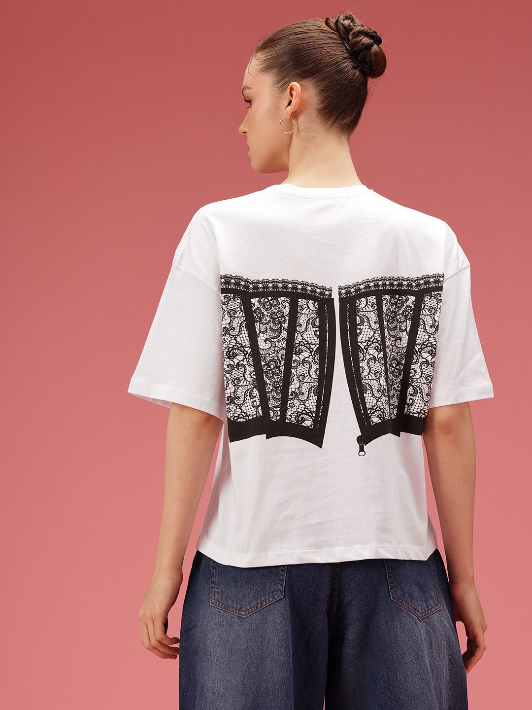 DressBerry Pure Cotton Graphic Printed Relaxed Fit T-shirt