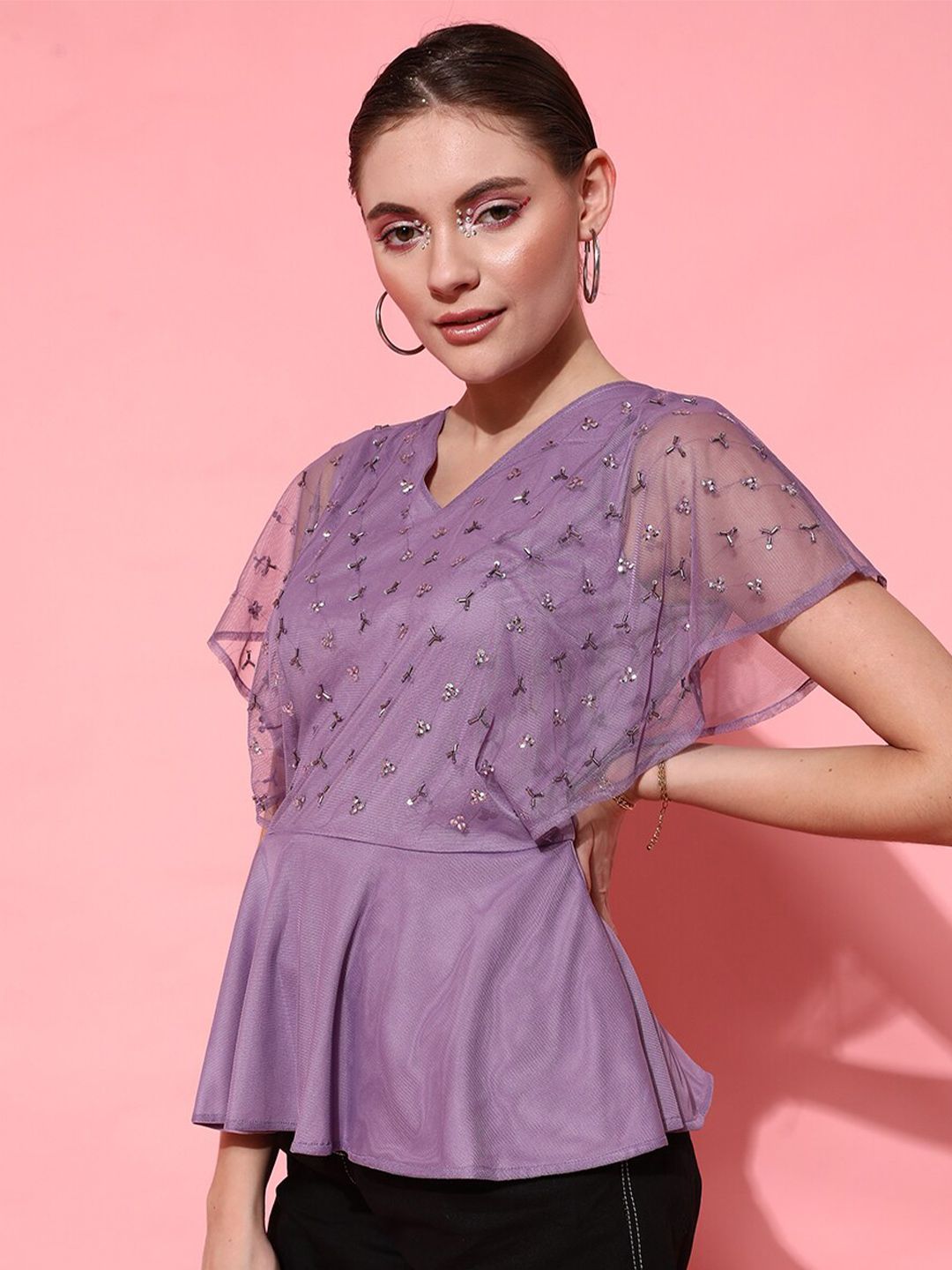 STREET 9 Lavender Embellished Top