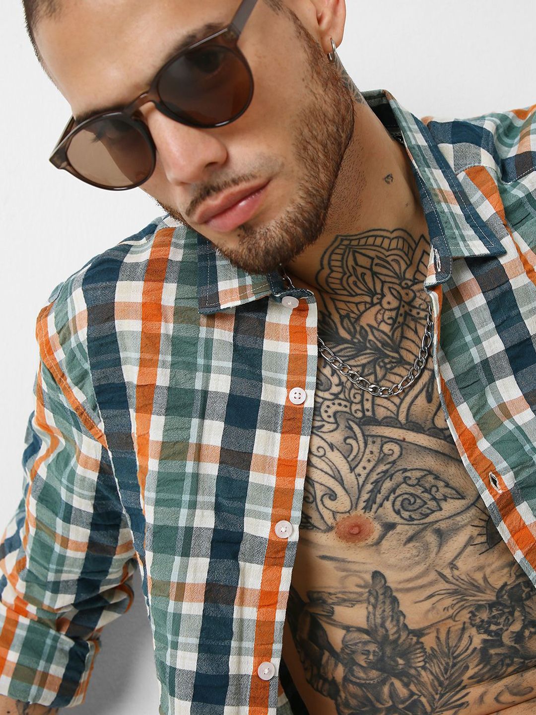 VASTRADO Men Classic Slim Fit Tartan Checks Checked Casual Shirt