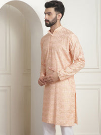SOJANYA Motif Etnik Printed Mandarin Collar Lengan Panjang Kurta Lurus