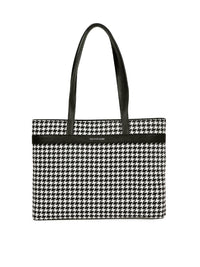 Berrylush Black & White Printed Structured Laptop Handheld Bag