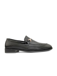 House of Pataudi Men Textured Formal Horsebit Loafers