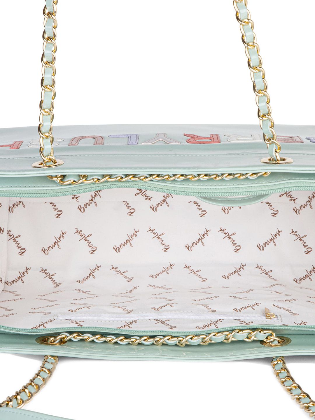 Berrylush Green Embroidered Structured Shoulder Bag
