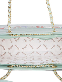 Berrylush Green Embroidered Structured Shoulder Bag