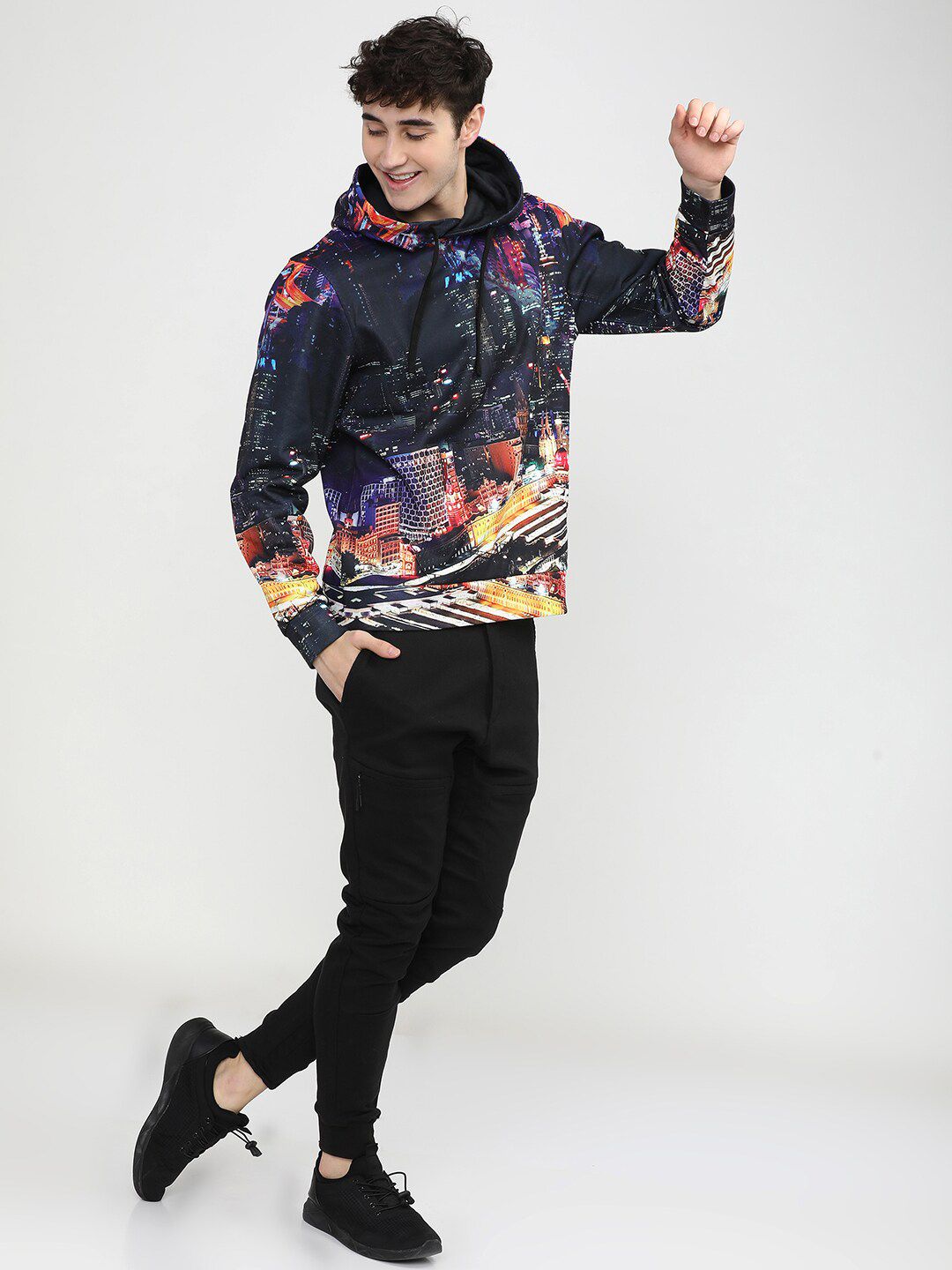 HIGHLANDER Men Multi Printed Hooded Sweatshirt