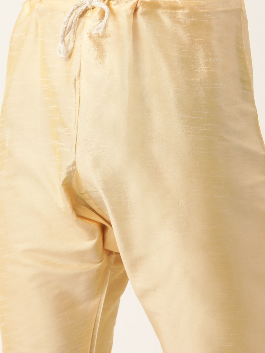 SOJANYA Men Cream-Coloured Solid Kurta with Churidar & Nehru Jacket