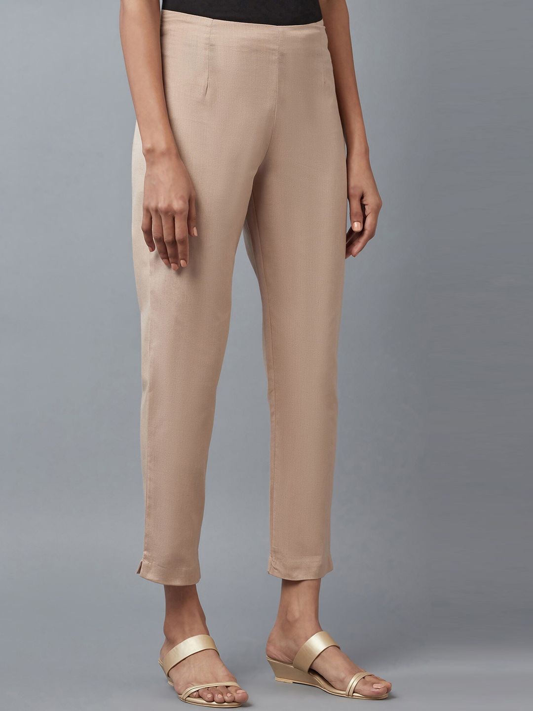 W Women Beige Slim Fit Trousers