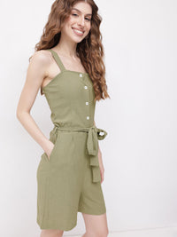 DressBerry Aloe Wash Rib-It Button Up Playsuit with Belt