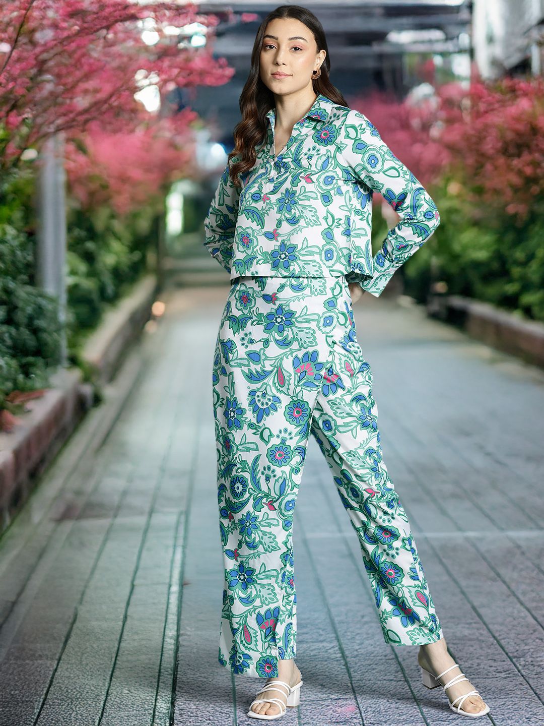 DressBerry Printed Shirt with Layered Trousers Co-ords