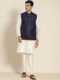 SOJANYA Kurta Rekaan Tenunan Lelaki dengan Churidar dengan Jaket Nehru