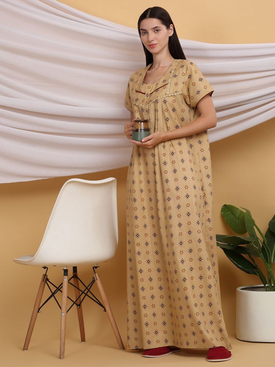 Sweet Dreams Printed Pure Cotton Maxi Nightdress