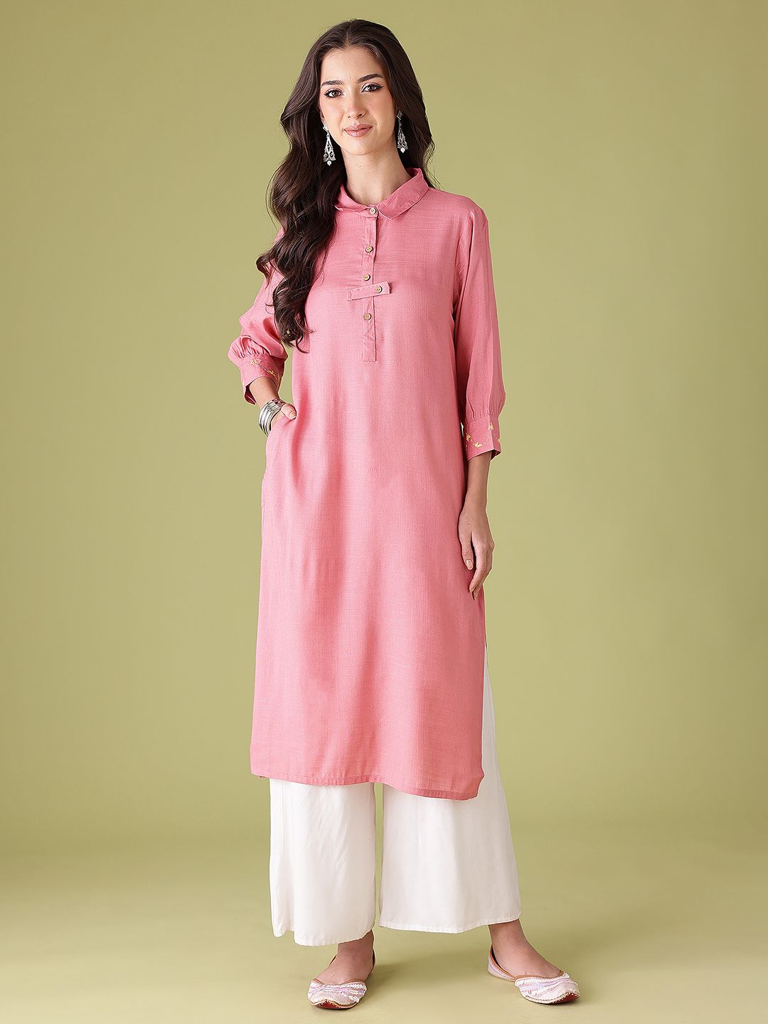 Anouk Women Shirt Collar Kurta