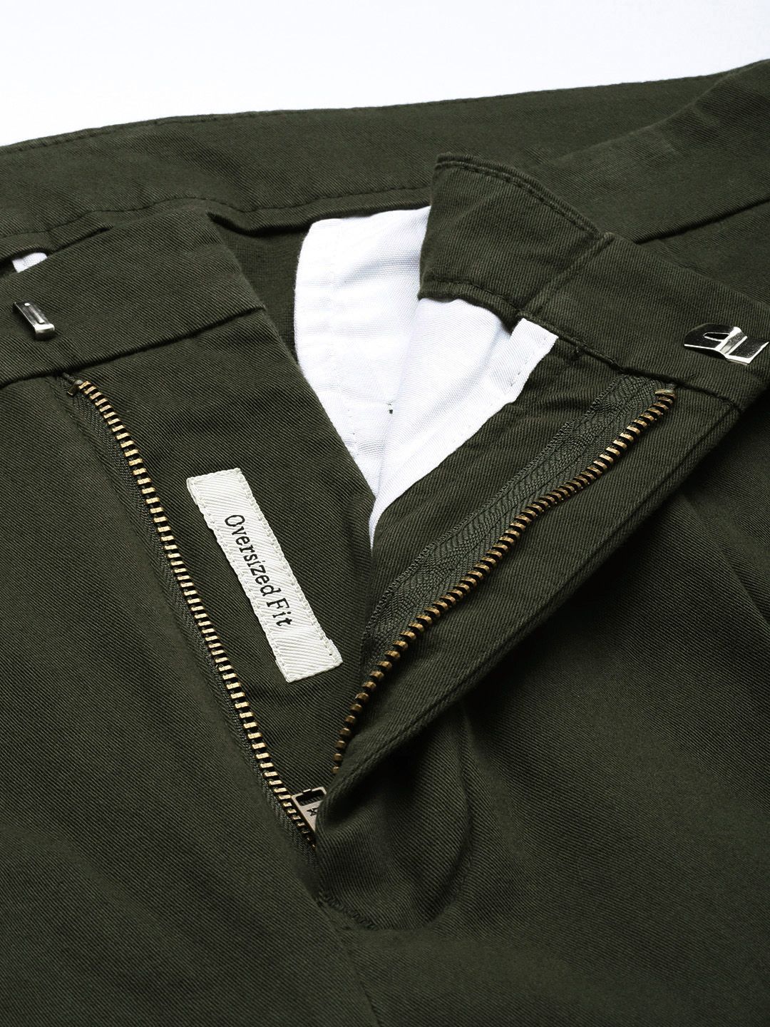 Mr Bowerbird Men Green Solid Oversized Fit Mid-Rise Elephant Ankle Woven Pleated Trousers