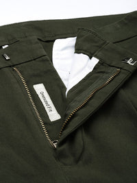 Mr Bowerbird Men Green Solid Oversized Fit Mid-Rise Elephant Ankle Woven Pleated Trousers
