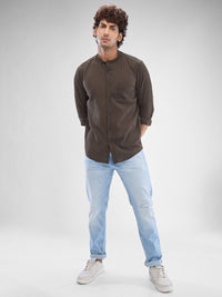 SPYKAR Men Slim Fit Opaque Striped Mandarin Collar Casual Shirt