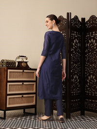 House of Pataudi V-Neck Thread Work Jashn Kurta