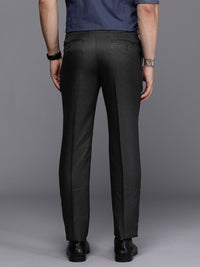 Raymond Men Checked Slim Fit Mid-Rise Formal Trousers