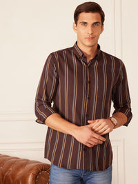 DENNISON Smart Striped Button-Down Collar Casual Shirt