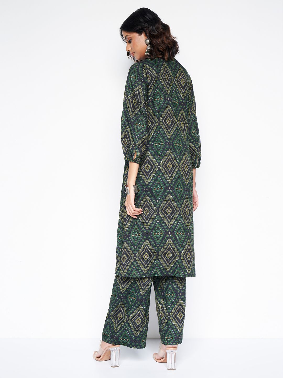 Global Desi Printed Panelled Kurta With Palazzos