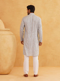 SOJANYA Embroidered Sequinned Pure Cotton Kurta With Churidar