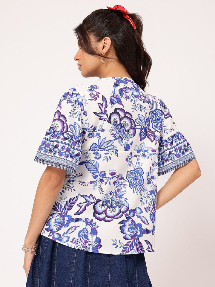 DressBerry Dreamy Drape Indie Floral A-Line Top