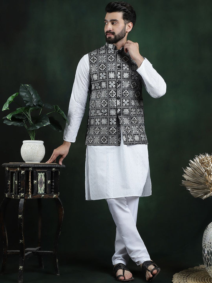 SOJANYA Jaket Tenun Nehru Lelaki Sulam