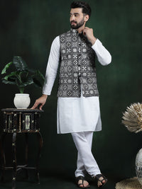 SOJANYA Jaket Tenun Nehru Lelaki Sulam