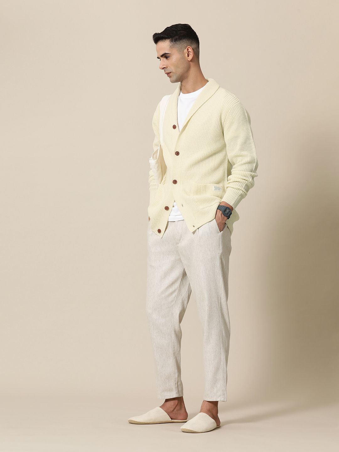 Mr Bowerbird Men Solid Chunky Ribbed Oversized Cardigan