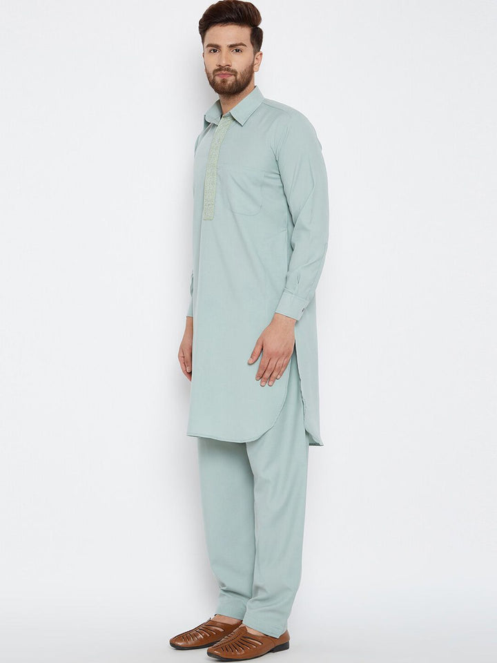 SOJANYA Baju Kolar Kapas Linen Pathani Kurta dengan Piyama