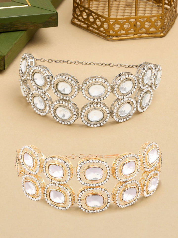 Set Mutiara Zaveri 2 Gelang Lilit Berlian Austria Bersalut Emas