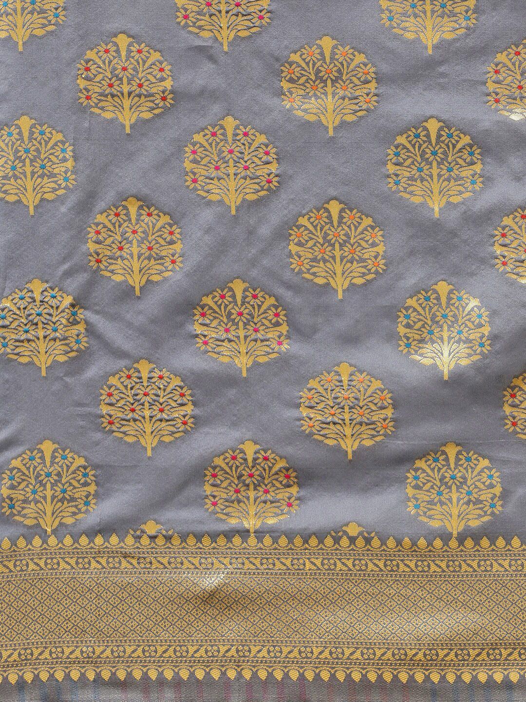 Saree mall Grey & Golden Woven Design Banarasi Saree