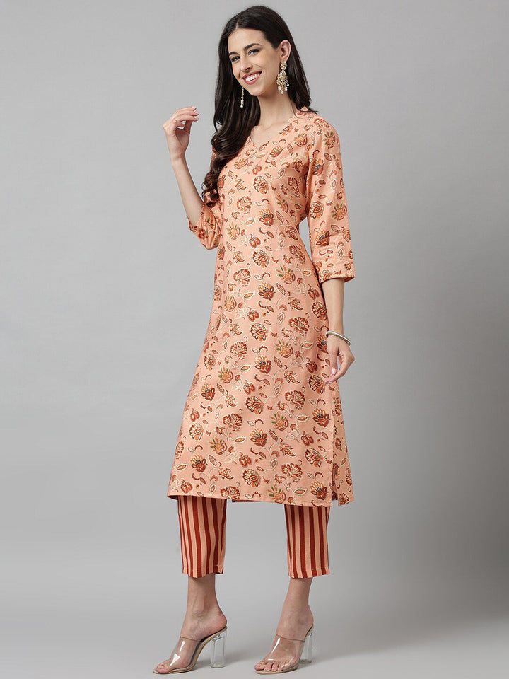 KALINI Women Floral Printed Regular Kurta with Trousers